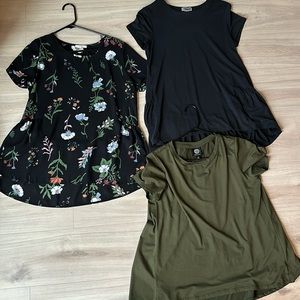 3 short sleeved baby doll tops
